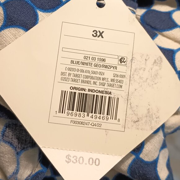 NEW Women's Halter Neck A-Line Dress - Ava & Viv™ Blue Geometric 3X - Picture 5 of 5